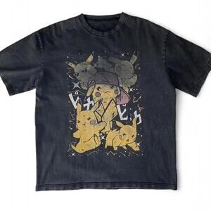 Pokémon By Loiter Black Wash Heavyweight Pikachu T-shirt Men's Size M